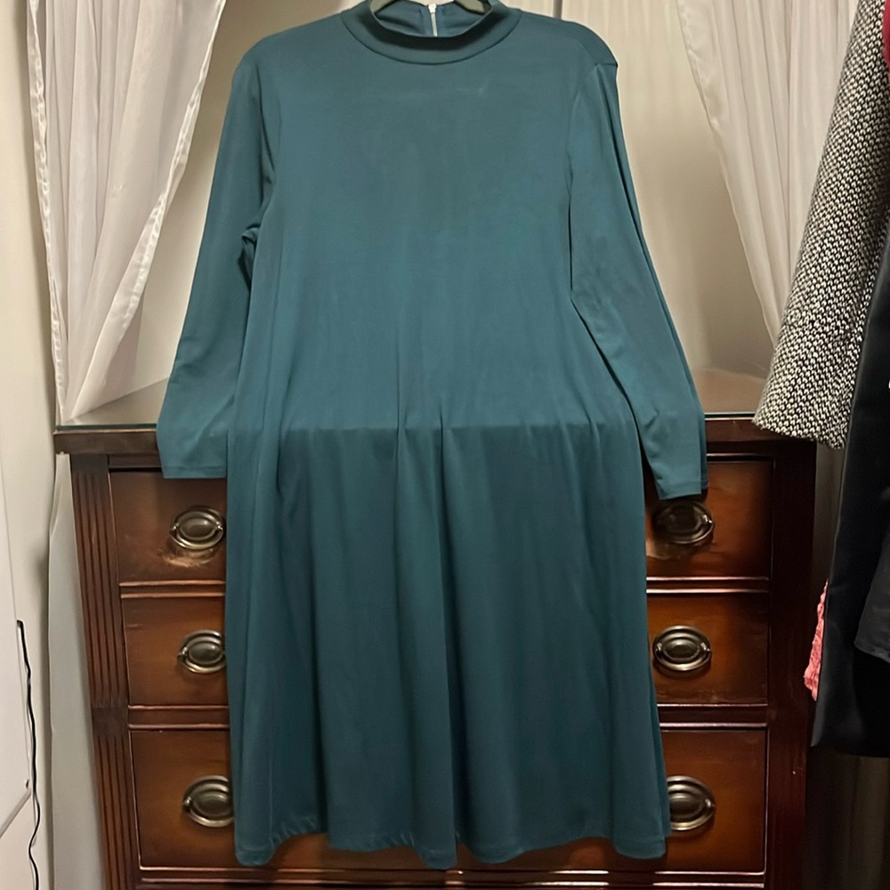 The Limited Women's Small Dark Teal Long Sleeve Midi Cowl Neck Dress